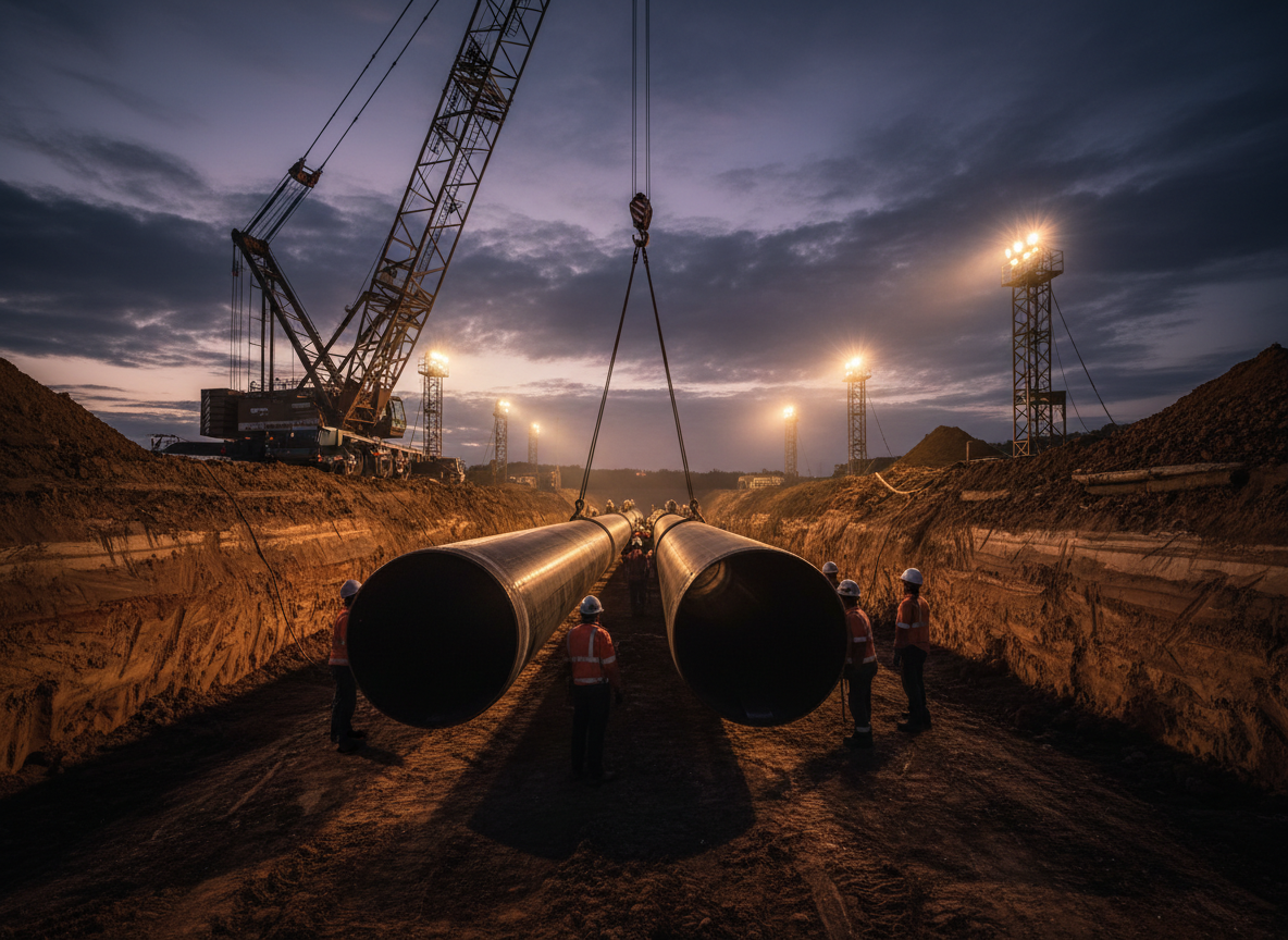 Urban water main installation